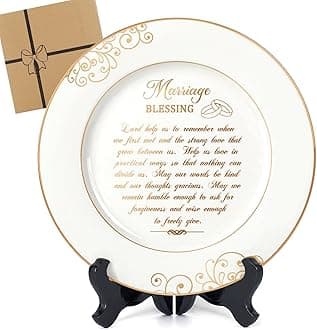 UrllinzMarriage Blessing Plate with 24k Gold Foil-Anniversary Wedding Gifts for Couples 2023 Home,Engagement Gift,Bridal Shower Gifts Christmas Birthday Gift for Wife Husband,Ceramic Plate 9 Inch