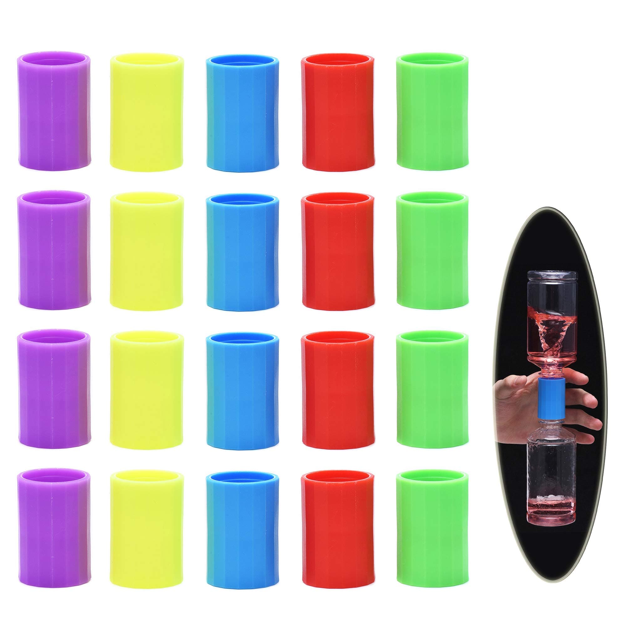 Tornadoes in A Bottle, 20 Pcs Plastic Tornado Bottle Connector Vortex Connector Cyclone Tube for Scientific Experiment, 5 Colors