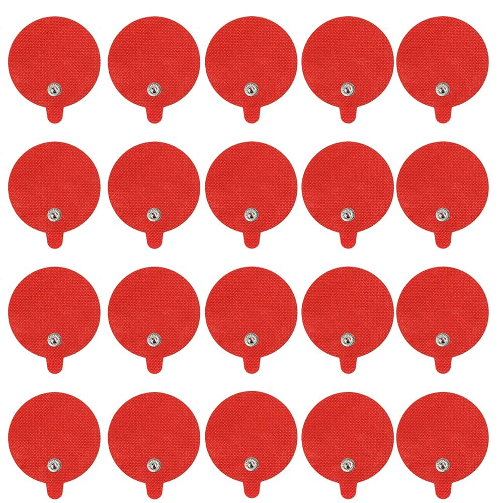 Tens Unit Pads- 2x2-10 Pairs Electrode Pads with Snaps, Latex-Free Tens Pads, Self-Adhesive, Reusable Tens Unit Replacement Pads for Professional Medical Grade EMS Stimulator Machines (Red)