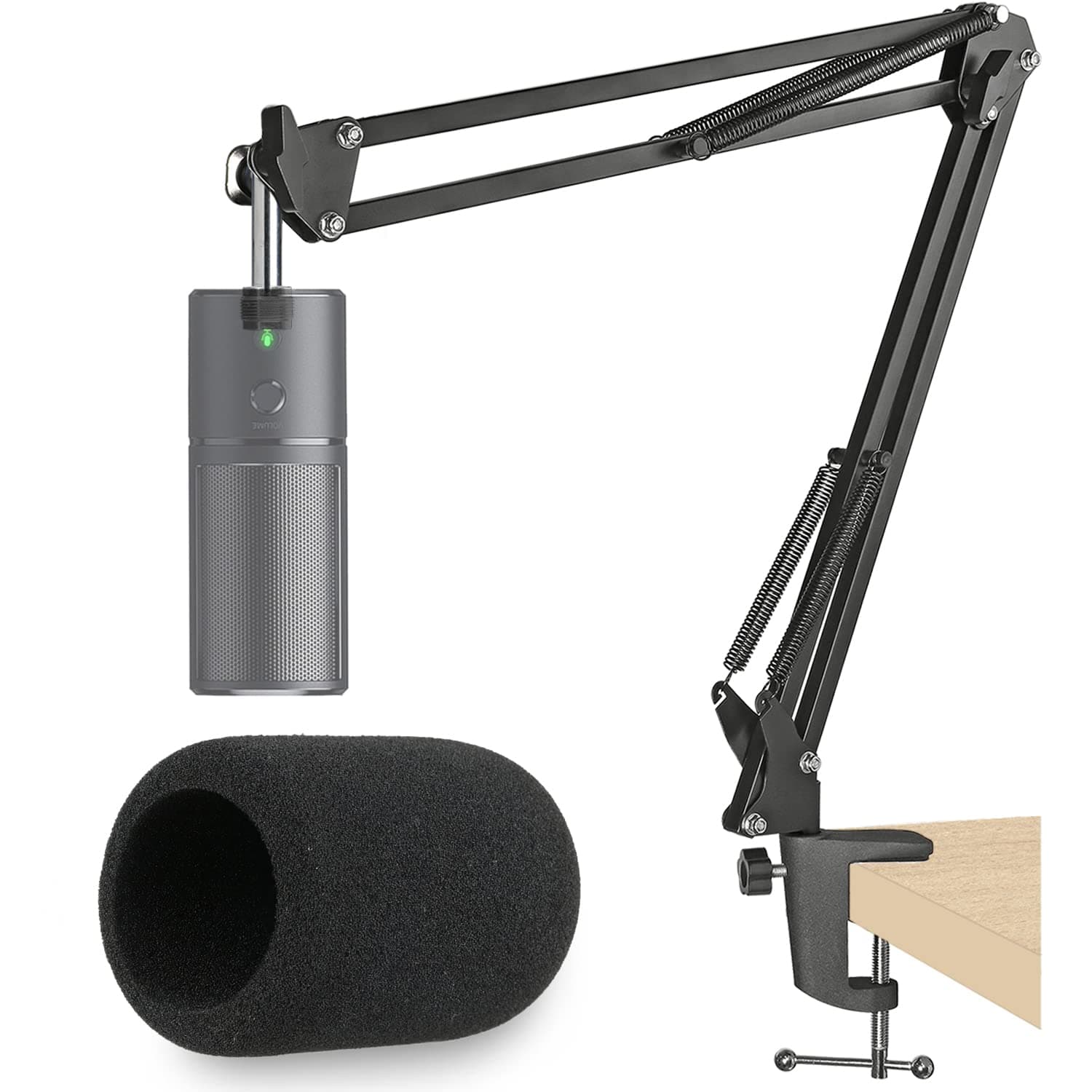 SUNMON Razer Seiren X Mic Boom Arm with Pop Filter, Suspension Boom Scissor Arm Stand with Foam Windscreen Cover for Razer Seiren X USB Streaming Microphone