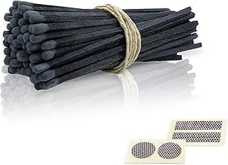 4" Inch Long Wooden Refill Matchsticks with Strike Stickers - Safety Matches Wholesale Bulk Loose by Chandler Studio (50 Pieces, Charcoal)