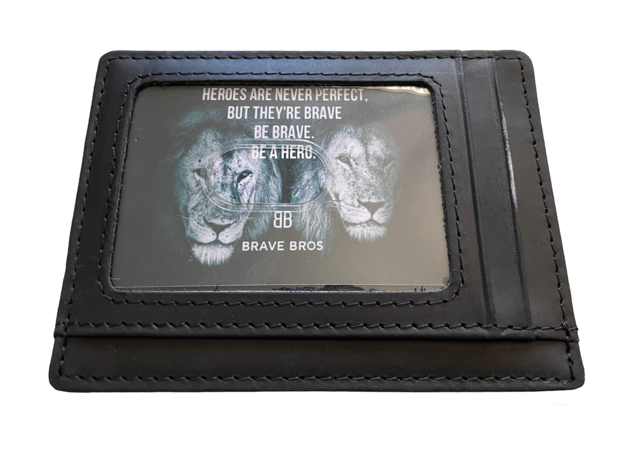 BRAVE BROSSlim Genuine Leather RFID Blocking Minimalist Front Pocket Wallets Card Holders for Men Women (Crazy Horse Black)