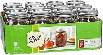 Ball Regular Mouth 16-Ounces Mason Jar with Lids and Bands (12-Units), 12-Pack, AS SHOWN