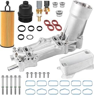 926-959 Upgraded Aluminum Engine Oil Cooler Kit and Oil Filter Housing Assembly Gaskets Sensor Fit for 3.6L 2011-2016 Chrysler 200 300, Dodge Charger, Grand Cherokee, ProMaster 3.6 V6 926-876