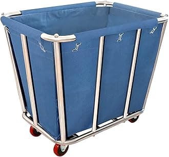 Laundry Cart Commercial,10 Bushel (350L) Large Industrial Rolling Laundry Hamper with 4 Inch Wheels,Home Heavy Duty Laundry Baskets with Stainless Steel Frame, 286 LBS Load,10 Support Tubes
