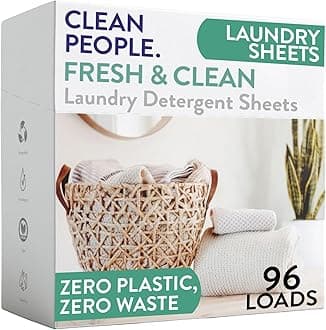 Clean People Laundry Detergent Sheets - Recyclable Packaging, Hypoallergenic, Stain Fighting - Ultra Concentrated, Laundry Soap - Fresh Scent, 96 Pack