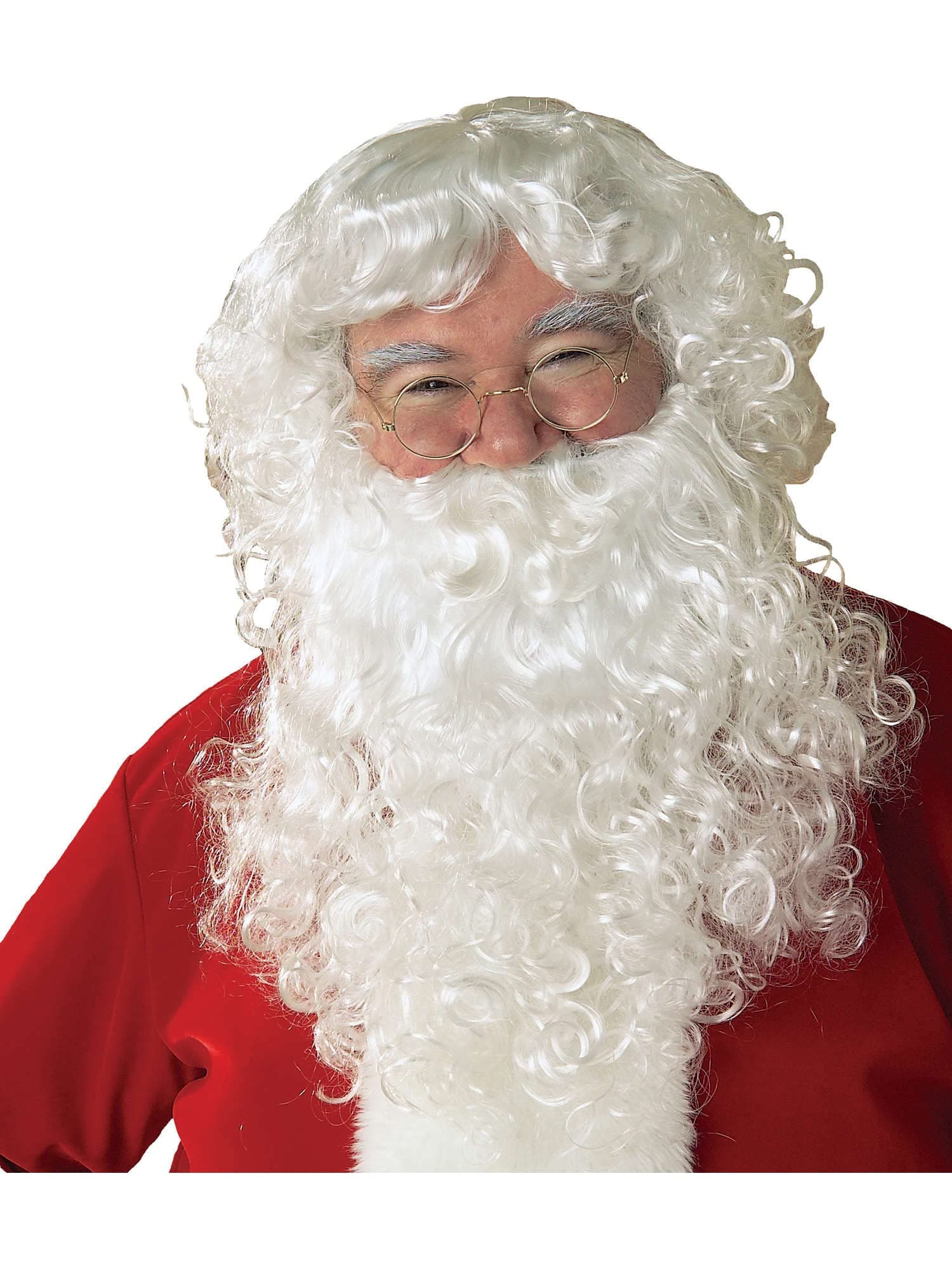 Value Santa Beard And Wig Set, White, One size, mens