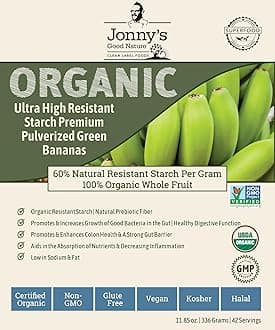 - Jonnys Good Nature Organic Ultra High Resistant Starch Premium Green Banana Flour | On Average [10x's] More Prebiotic Fiber Per Gram Than Other Green Banana Flours On The Market | 42 Servings