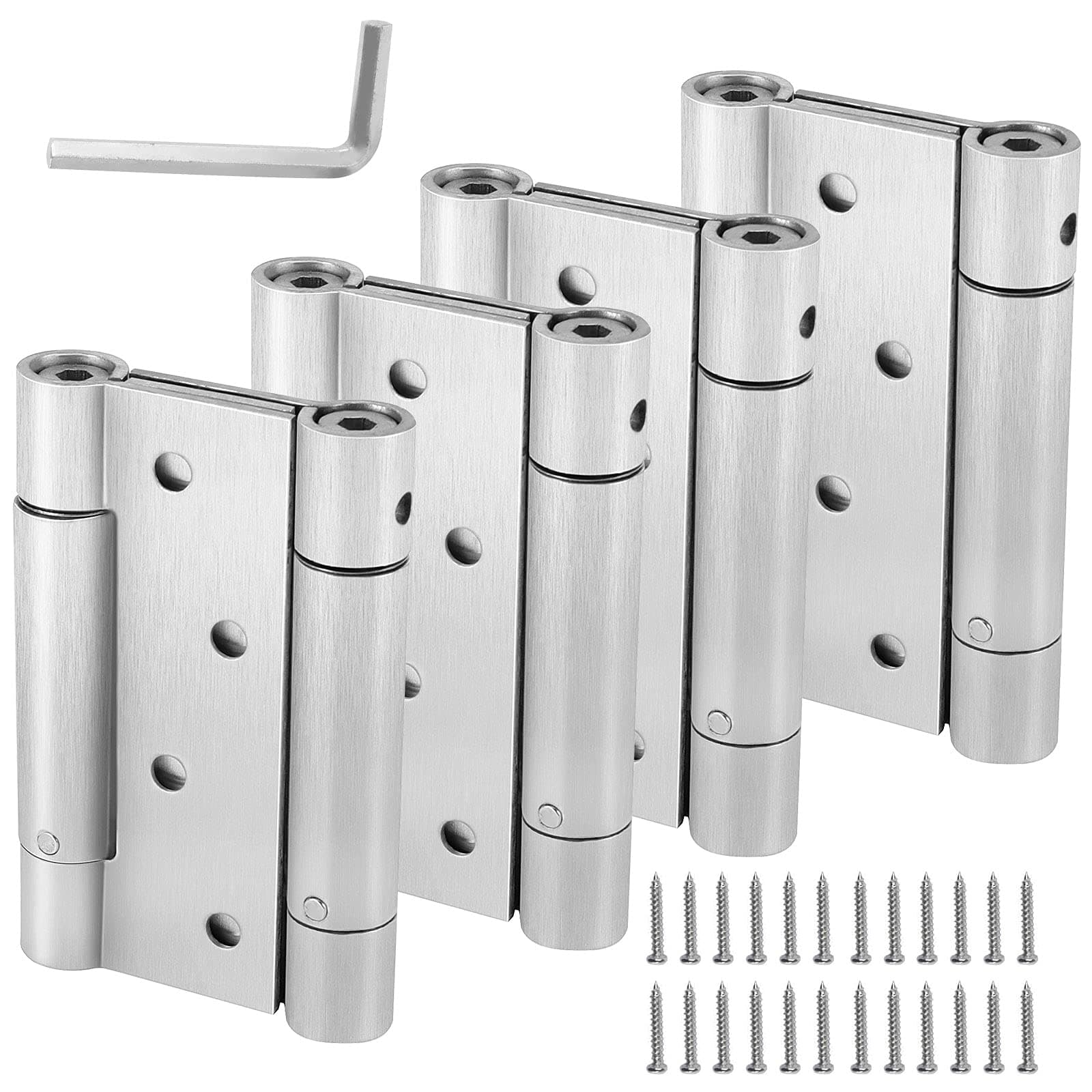 HOIGON 2 Pairs 4 Inch Double Action Spring Door Hinges, Heavy Duty Ball Bearing Self Closing Stainless Steel Double Action Spring Hinges with Screws and Adjusting Pin for Cafes, Bars, Saloons
