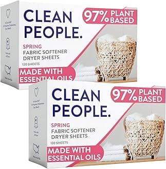 The Clean People Fabric Softener Sheets - Dryer Sheets - Softens & Removes Static Cling - Vegan Laundry Softener, Essential Oils - Spring 240 Pack