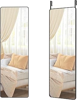 SONGMICS Full Length Mirror 2-Way Stand Mirror, Wall Mounted, Full Body Mirror, Height 47.2 inches (120 cm), Width 15.7 inches (40 cm), Stylish, Aluminum Alloy Frame, Shatterproof, Fillet Rectangle,