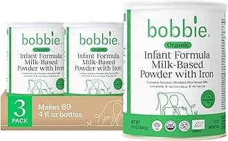 Bobbie Organic Baby Formula, Milk Based Powder with Iron, DHA and Vitamin D, Modeled After Breast Milk, Organic Baby Formula for Newborn to 12 Months Old Infant, 14.1 oz, 3 Pack