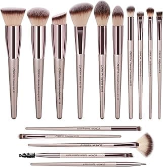 ZOREYA Makeup Brushes, 15 Pcs Professional Premium Synthetic Brush Set, Foundation Concealer Eyeshadow Blush Makeup Brush Set (Champagne Gold)