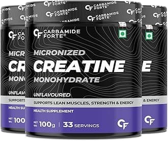 Micronised Creatine Monohydrate Powder | Monohydrate Creatine Supplement for Lean Muscle Volumization, Strength & Energy - Unflavoured - 33 Servings - 100g (Pack of 3)