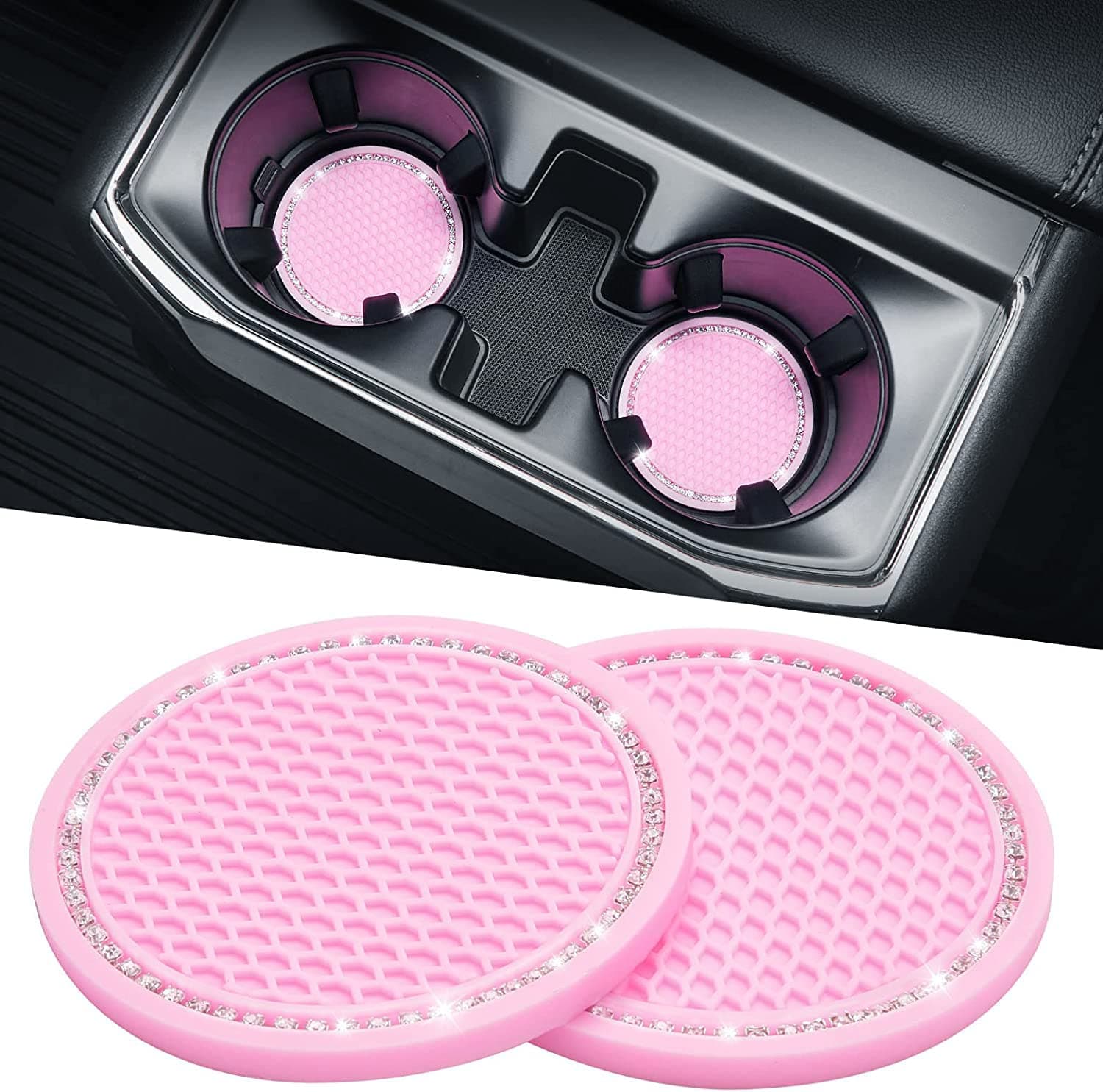 JOYTUTUS Cup Holder Coasters for Car, 2 Pack Universal Anti-Slip Car Coasters...