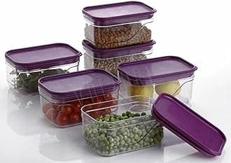 VOLTURI polyethylene terephthalate Air Tight Kitchen Containers Set (Pack of 6, 650 ML) for Storage Pulses, Cereals, Grains, Dry Fruits, Pantry Organization and More, Stackable, Transparent