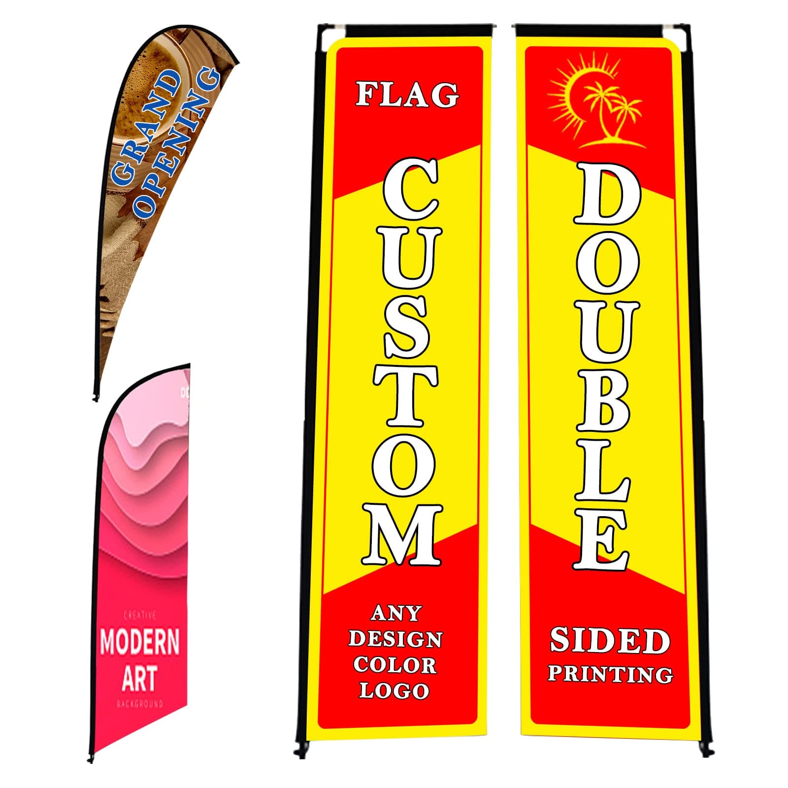 Custom Feather Flags for Business Outside Advertising Personalized Swooper Flag Banner (Only Flag) Customized Logo Text Design Double Sided Store Sign Open