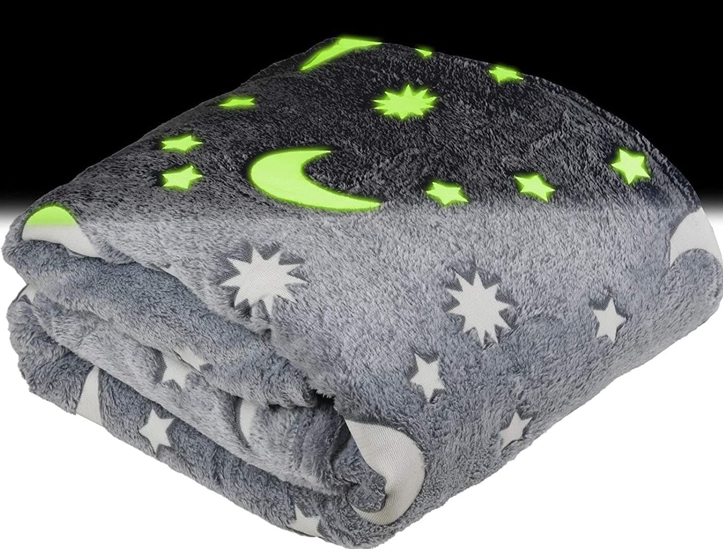 SP HOME GOODS Glow in The Dark Throw Blanket Gift for Girls and Kids Ages 4-14 and for Grandkids - [Grey] 50 x 60 Inches Fun, Cozy Fleece Throw Blanket