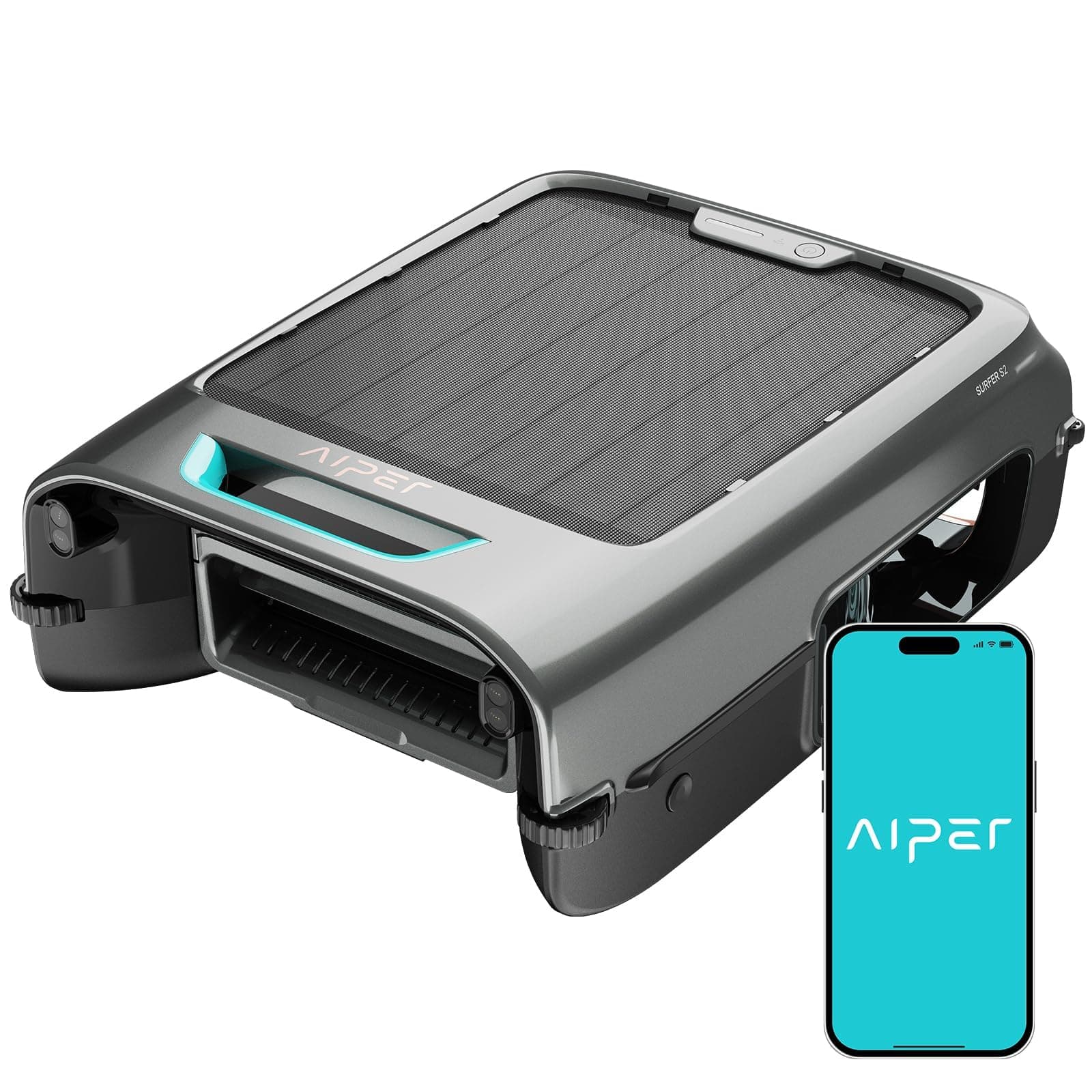 - AIPER EcoSurfer S2 Solar Powered Pool Surface Skimmer Robot with APP Support, 24/7 Continuous Cleaning, Dual Charging Modes, Smart Obstacle Avoidance, 150-um Filtration, OTA Upgrade