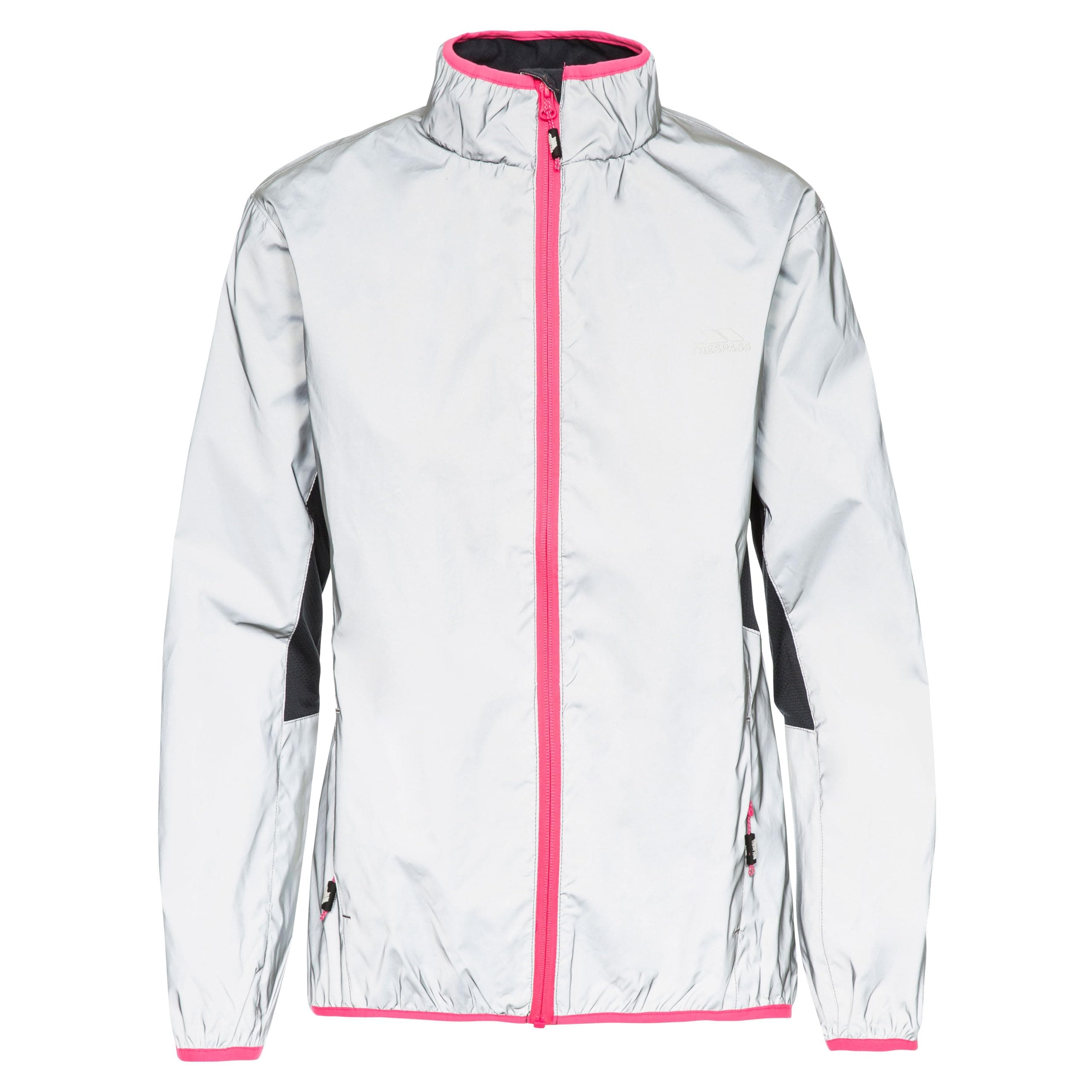 Trespass Womens Active Jacket Lumi - Reflective Fabric, 2 Zip Pockets, Contrast Elasticated Binding, Tricot Chin Guard, 100% Polyester, Water-Resistant, Windproof
