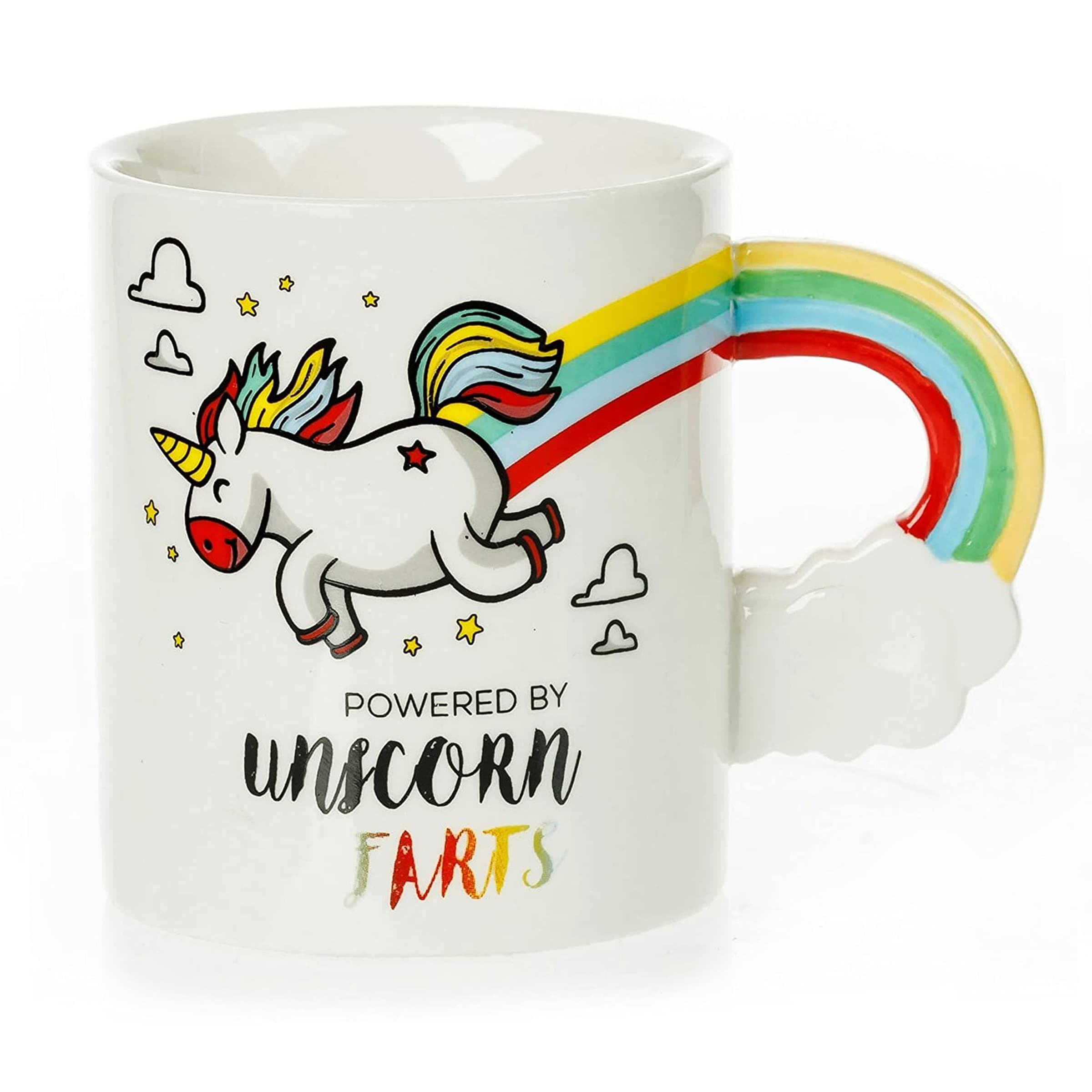 InFLOATables Unicorn Mug - Rainbow Unicorn Cup - 3D Coffee Mug Powered by Unicorn Farts - Funny Cute Mug - Holds 12 Ounces of Drink - Unique Birthday Gift