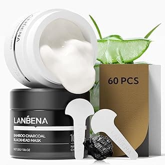 LANBENA 2 PCS Pore Strips, 2% BHA(Salicylic Acid) Nose Pore Strips 2.0 + Bamboo Charcoal Blackheads Remover Peel off Mask 3.0, Plants Pore Cleanser Purifying, added Amazonian White Clay, Oil Control