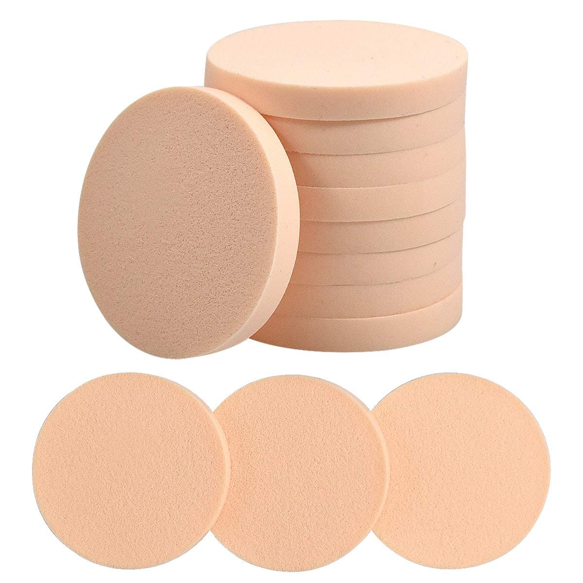12 Pack Complexion Makeup Sponge, Face Paint Sponge Set, Round Sponge Puff for Liquid Foundation, Creams, and Powders