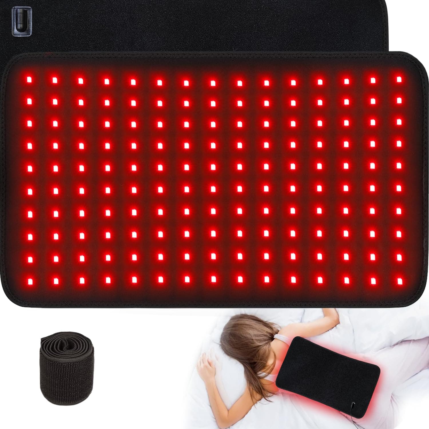 Red Light Therapy for Body, 19.8" x 12" Infrared Light Therapy Pad XL Large Red Infrared Heating Therapy Wrap Pad Belt for Back Shoulder Leg Relief Home Office Use, Ideal Gift