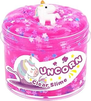 Pink Purple Clear Slime Crunchy Jelly Slime Scented with Stars, Non Sticky Slime Soft DIY Premade Bubble Slime for Girl Boy Kids Birthday Party Favors, Jumbo Slime Stress Relief Toy Gifts 7OZ 200ML