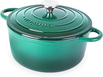 Sponsored Ad – Nuovva Enamelled Cast Iron Dutch Oven Pot with Lid – 5 Quart Casserole Dish – Ceramic Dutch Oven for Bread Baking, Roasting, Braising & Stews – Oven Safe up to 500°F – 24cm Dark Green