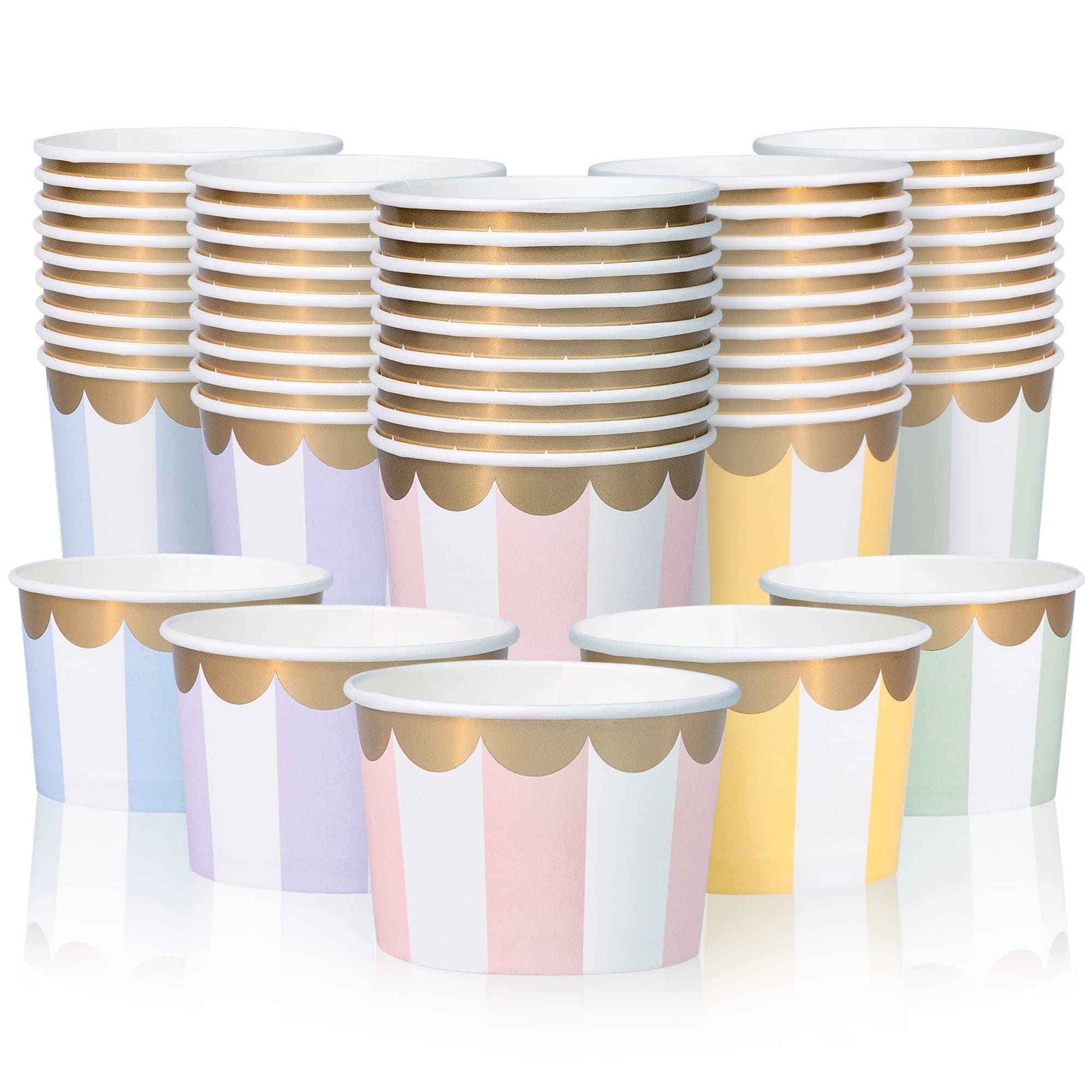 Paper Ice Cream Cups - 50-Count 9-Oz Disposable Dessert Bowls for Hot or Cold...