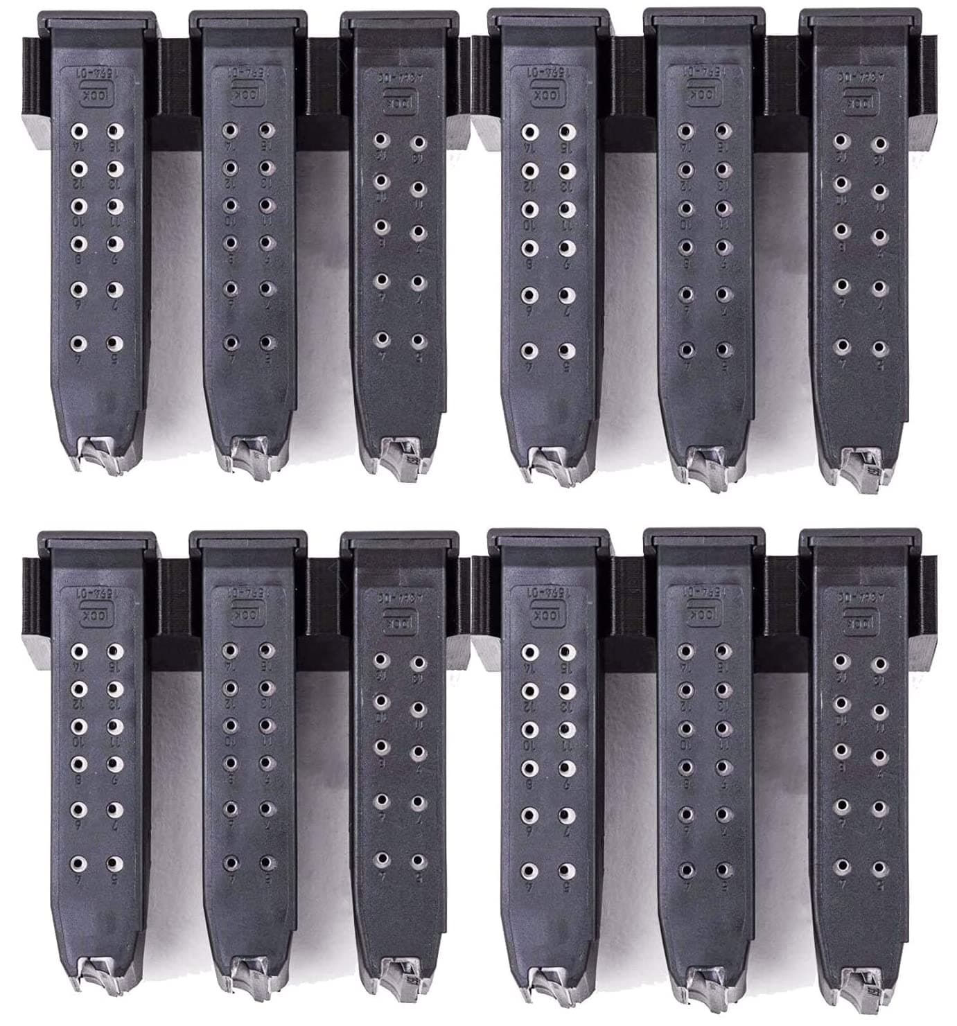 Magazine Mount for Glock 17 19 26 31 32 33 34 - Pistol Mag Wall Display Storage Organization System (4 Mounts Hold 12 Mags)
