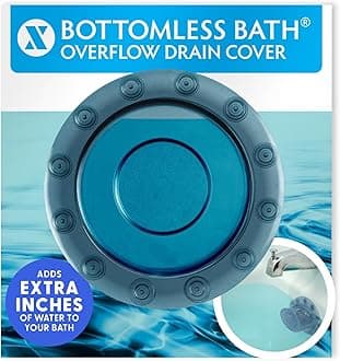 SlipX Solutions Bottomless Bath, Essential Overflow Drain Cover for Bathtub, Best Bath Accessories for Women, Adds Inches of Water to Your Tub for Deeper Soak, 4" Diameter, Dusty Blue