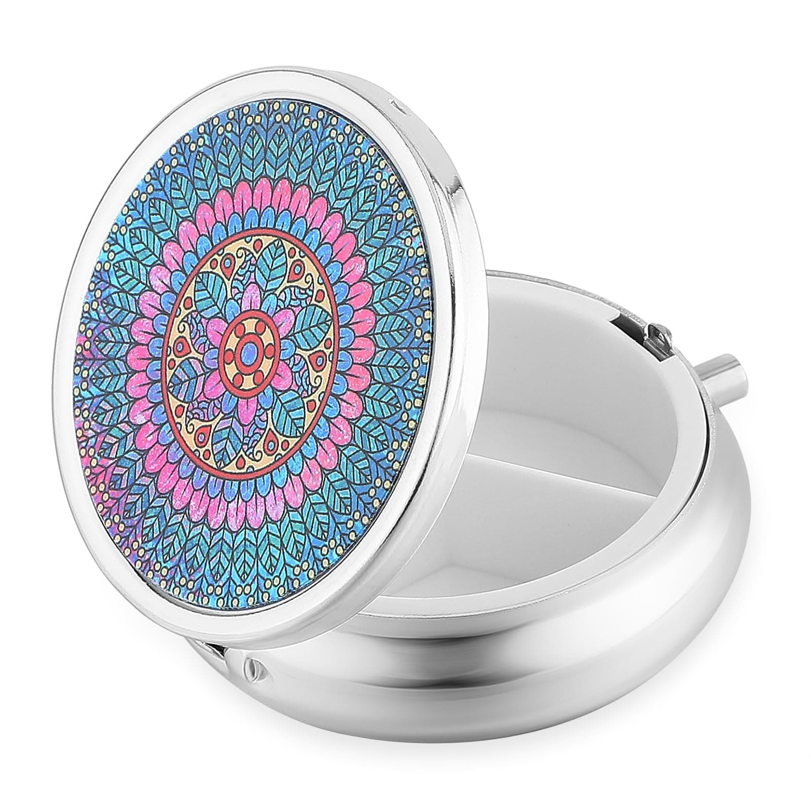 Sibba Pill Box 3 Compartment Medicine Pill Case Portable Pill Holder Box Compact 3 Compartment Medicine Case Bag Bottle Round Small Medicine Organizer Container Storage Reminder Fit Purse Pouch Pocket