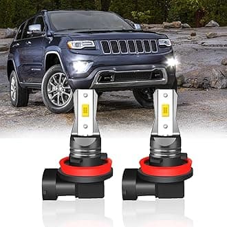 2 LED fog light bulbs for Jeep Grand Cherokee 2014-2018,H11 LED fog light bulbs, 3200 lumens super bright, 6000K Xenon white, GSP chip, DRL replacement lights