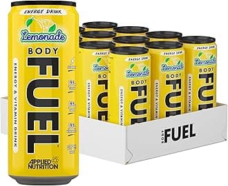 Applied Nutrition BodyFuel Energy & Vitamins Drink - Fast Energy, Energy Drink, Sugar Free with Caffeine (Pack of 12 Cans x 330ml) (Lemonade)
