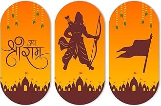 Artvibes Designer Wooden Wall Hanging Decoration Items for Home | Gifts | Bedroom | Wooden Wall Hanger | Mdf Wall Decoration for Living Room | Artworks | Modern Decor Items (WH_9027N), Set of 3