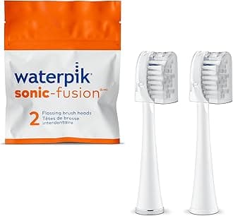 Waterpik Full Size Replacement Brush Heads for Sonic-Fusion Flossing Toothbrush SFFB-2EW, 2 Count White