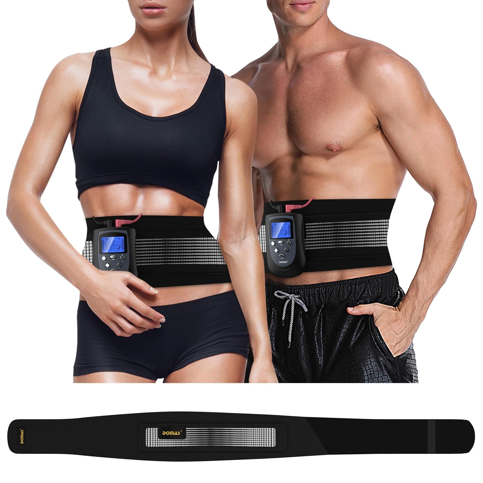 Ab Belt EMS Abs Stimulator Muscle Toner, Electronic Abdominal Toning Belt, Portable Stomach Workout Training Device for Men and Women