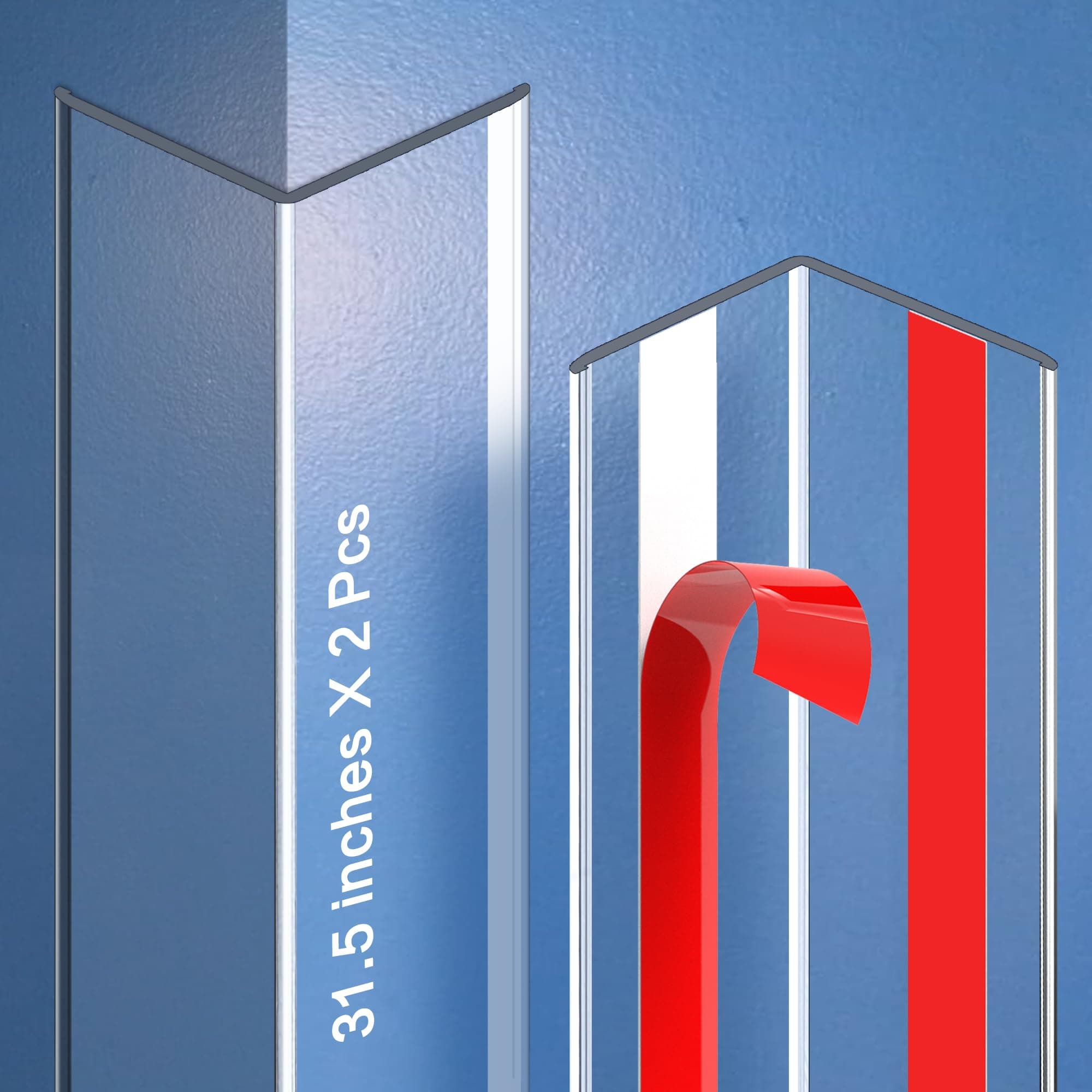 Clear Self-Adhesive Wall Corner Protectors-2 PCS of Corner Guards & Edge Protector for Baby, Furniture, Door, Tables, Cover Sharp Furniture, Easy to Install (3cmx80cm/1.18inx31.5in)