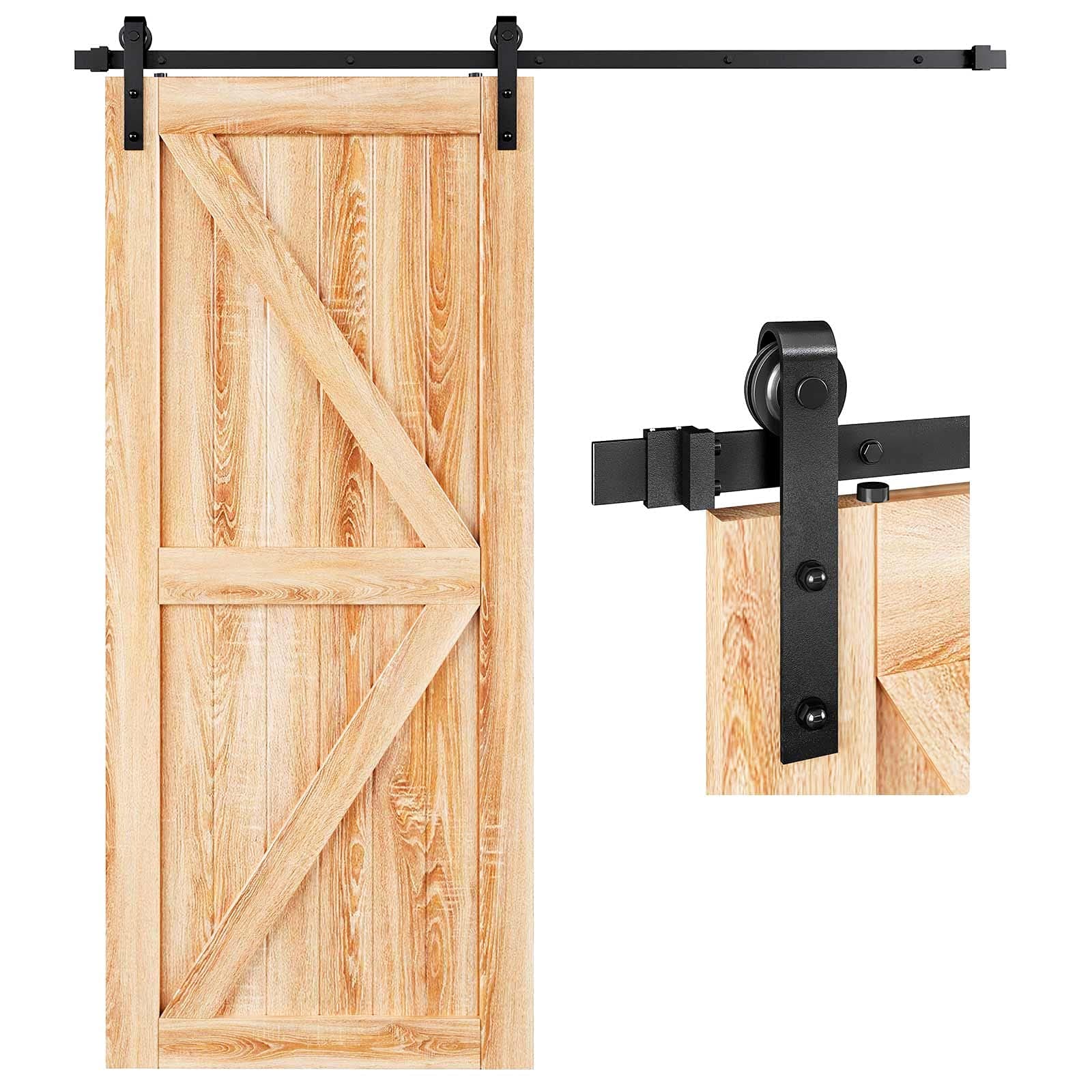 EaseLife 6 FT Heavy Duty Sliding Barn Door Hardware Track Kit,Ultra Hard Sturdy,Slide Smoothly Quietly,Easy Install,Fit 30"~36" Wide Door (6FT Track Single Door Kit)