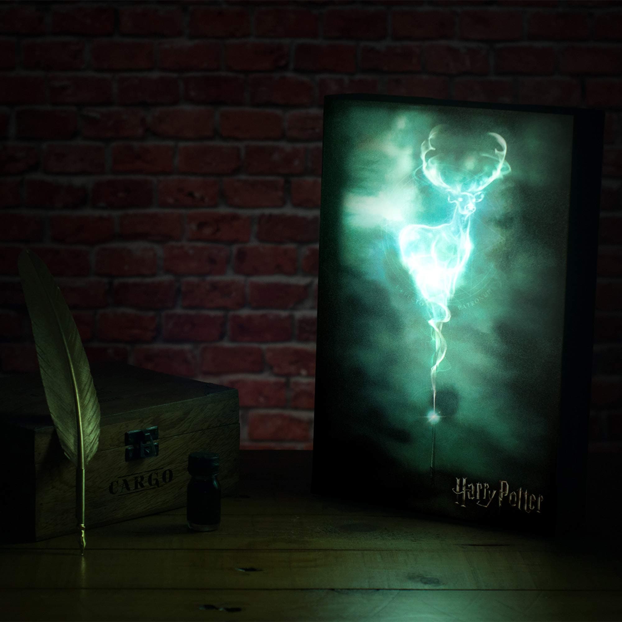 Official Harry Potter Patronus Luminart Light | Optical Illusion Night Light & Canvas Art Lamp | Great For Kids , Bedroom , Office & Home | LED Dual Powered USB Or Battery