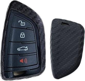 iJDMTOY Black Carbon Fiber Pattern Soft Silicone Key Fob Cover Case Compatible with 2020-up Toyota Supra GR