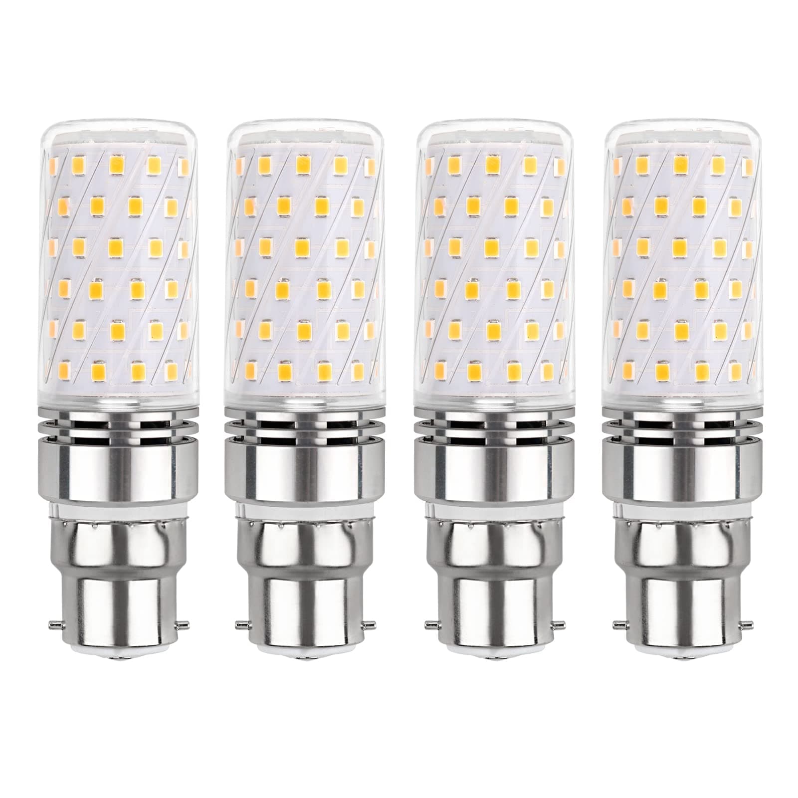 Akynite B22 LED Corn Light Bulb 12W Cool White 6000K, 1450LM, 360° Beam Angle, AC 230V, Equivalent B22 100W, BC Large Bayonet Bulb Daylight White, Not Dimmable, Pack of 4