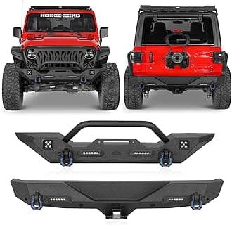 JL Front & Rear Bumper Combo for 2018-2026 Jeep Wrangler JL JLU Unlimited 2/4 Doors (Sturdy Matte Black Textured Steel)