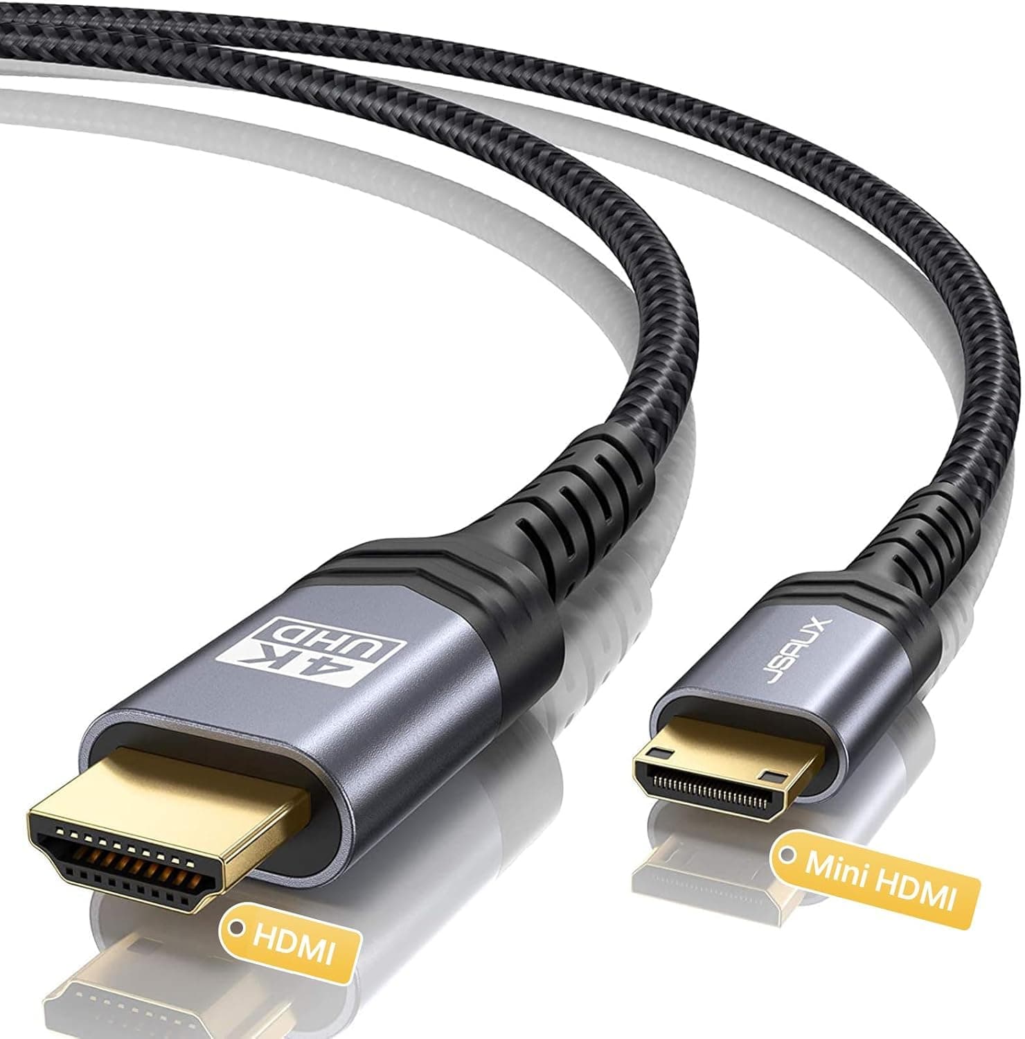 Mini HDMI to HDMI Cable 1.8M, [Aluminum Shell, Braided] High Speed 4K 60Hz HDMI 2.0 Cord, Compatible with Camera, Camcorder, Tablet and Graphics/Video Card, Laptop, Raspberry Pi Zero W -Grey