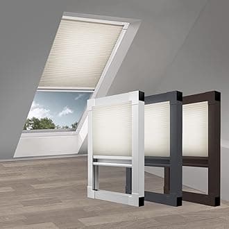 Skylight Blackout Cellular Shades Blinds Cordless Room Darkening Honeycomb Shade Blind for Roof Inclined Plane Rooms Window, Custom Size, Filtering-Beige