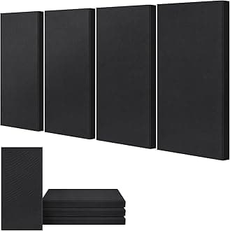 UMIACOUSTICS 4 PCS Acoustic Panels, 2“ Thick 23.6" x 11.8" Fiberglass Sound Proof Wall Panels, Sound Absorbing Panels for Studios, Office, Home Theater. Deep Black