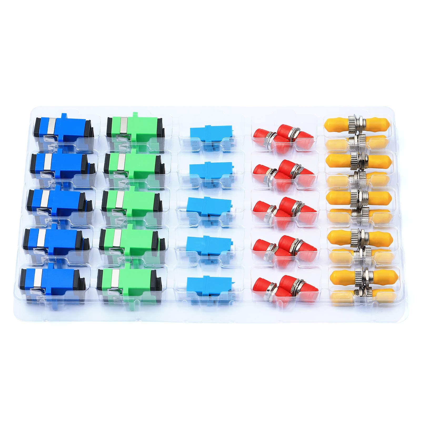 50Pcs/ Lots Fiber Optic Coupler Kit with SC/UPC,SC/APC,FC,LC,ST Five Types of Adapters for Cable Connection