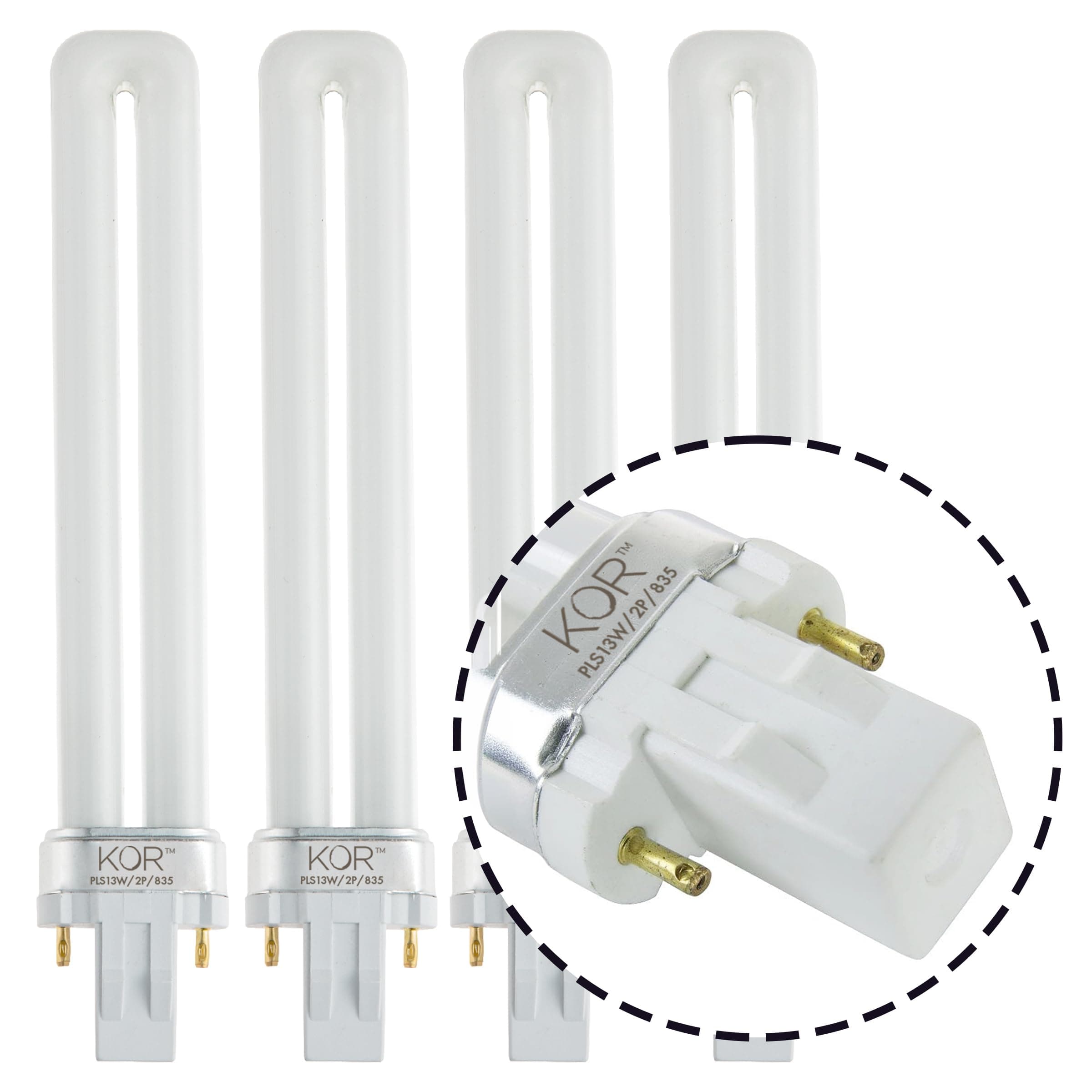 - KOR (4 Pack) K22195 - PLS13W/2P/841 - Compact Fluorescent Plug-in - T4 - Single Tube - 13 Watt - 2-Pin (GX23) - 4,100 Kelvin (Cool White)